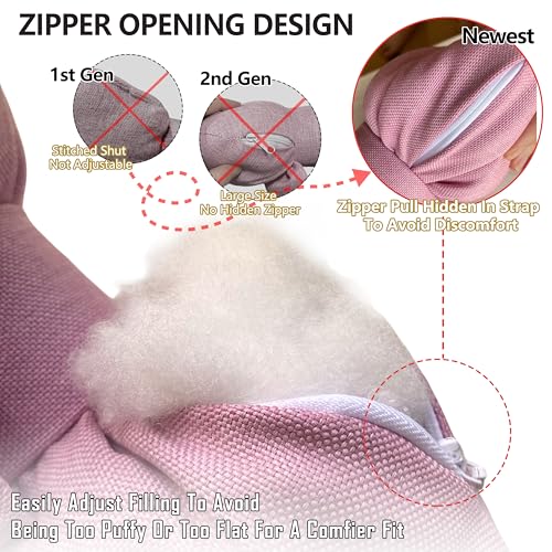 Car Seat Neck Pillow Elegant Bow Car Headrest Pillow Set - Cotton Linen Neck Cushion Universal Fit for Women Comes with 2 Seat Belt Covers (Pink Set 4Pcs) - color: Pink Set 4pcs
