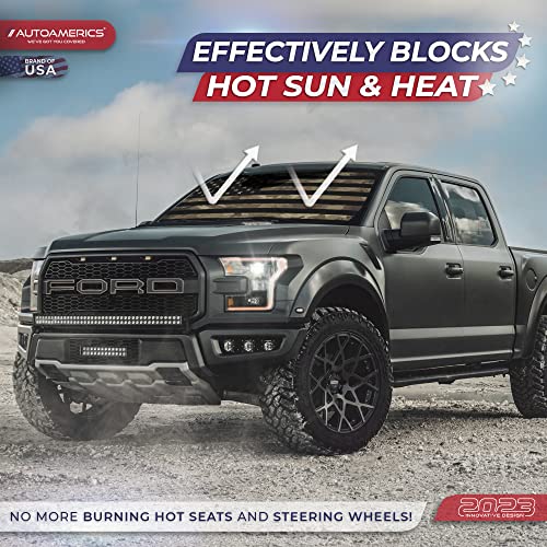 Autoamerics 1-Piece Windshield Sun Shade Dark Camo American Flag USA Design - Foldable Car Front Window Sunshade for Most Sedans SUV Truck - Blocks Max UV Rays and Keeps Your Vehicle Cool - Large - color: USA DARK CAMO FLAG, size: LARGE = 64 x 33.5 inches