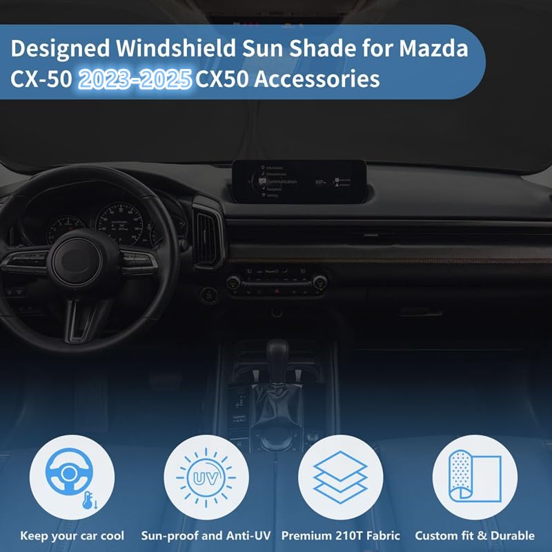 Windshield Sun Shade for Mazda CX-50 Accessories 2023 2024 2025 Window Sunshade Fit Mazda CX50 Sunshade Windshield Cover 4 Layers Front Window Shade Sun Visor Blocks UV Keep Car Cooler - size: S1. for Mazda Cx-50 2023-2025