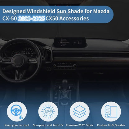 Windshield Sun Shade for Mazda CX-50 Accessories 2023 2024 2025 Window Sunshade Fit Mazda CX50 Sunshade Windshield Cover 4 Layers Front Window Shade Sun Visor Blocks UV Keep Car Cooler - size: S1. for Mazda Cx-50 2023-2025