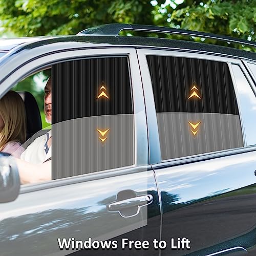 ZATOOTO Car Side Window Sun Shades - Front Privacy Magneic Black 2 Pcs Automotive Covers - Sunshades Curtain Prevent Glare and UV Rays for Baby - color: Black Faux Silk Louvered–Front 2PCS