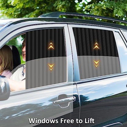 ZATOOTO Car Side Window Sun Shades - Front Privacy Magneic Black 2 Pcs Automotive Covers - Sunshades Curtain Prevent Glare and UV Rays for Baby - color: Black Faux Silk Louvered–Front 2PCS