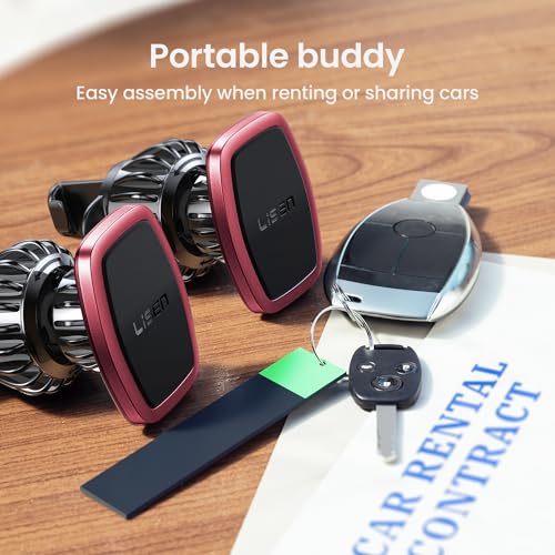 LISEN 2 Pack Magnetic Phone Holder for Your Car Mount 6 Military Magnets Car Phone Holder Mount Vent Cell Phone Holdeer Mount Vent Cell Phone Holder (Red) - color: Red