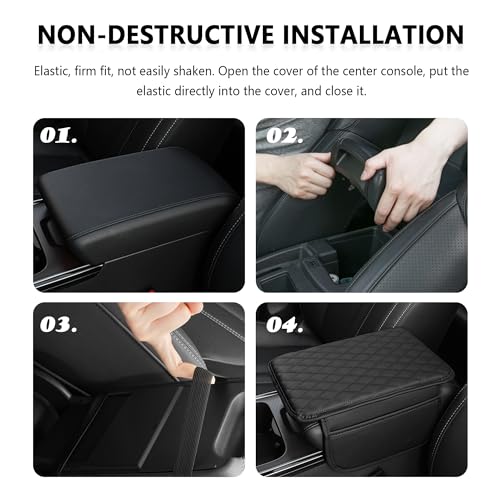 Stacool Upgraded Car Center Console Cover,Microfiber Leather Car Armrest Cover Cushion with 2 Storage Bags,Universal Car Armrest Storage Box (Purple) - color: Purple