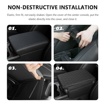 Stacool Upgraded Car Center Console Cover,Microfiber Leather Car Armrest Cover Cushion with 2 Storage Bags,Universal Car Armrest Storage Box (Blue) - color: Blue