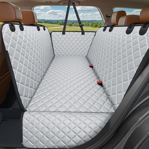URPOWER Dog Car Seat Cover for Pets 100% Waterproof Seat Cover Hammock 600D Heavy Duty Scratch Proof Nonslip Durable Soft Back Seat Covers for Cars and SUVs - color: Light Gray, size: Standard - 54" Length