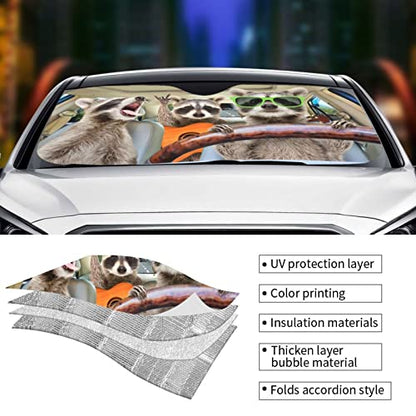 Raccoon Driving Car Windshield Sunshade Front Window Sun Visor Protector Foldable Shield Cover for Truck SUV - color: Black9