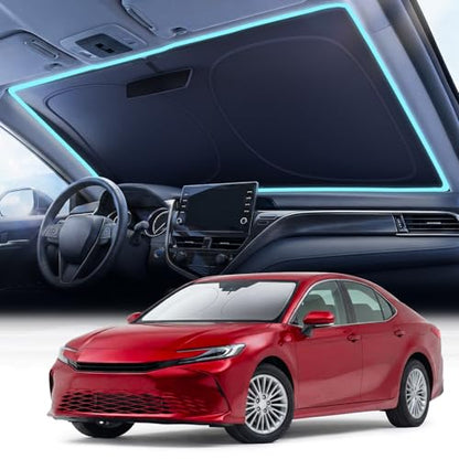 2026 Upgraded Nmoiss Car Windshield Sun Shade [Dot Matrix Reflective Coating] Extended Edge No Light Leakage Design Cooling Protect Car Interior from UV Damage Small - size: Small