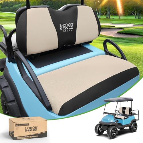 10L0L Golf Cart Seat Covers for Yamaha G29 Drive2 Club Car Precedent Tempo, Breathable Mesh Bench Seat Cover, No Drilling Front Seat Cushion, All-Season Comfort Gray Black - color: Beige and Black