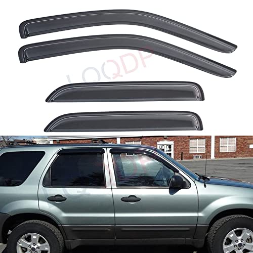 4pcs Front+Rear Smoke Sun/Rain Guard Outside Mount Tape-On Window Visors Compatible with 01-12 Escape 08-11 Tribute 05-11 Mercury Mariner - size: for 2001-2012 Ford / Mazda / Mercury
