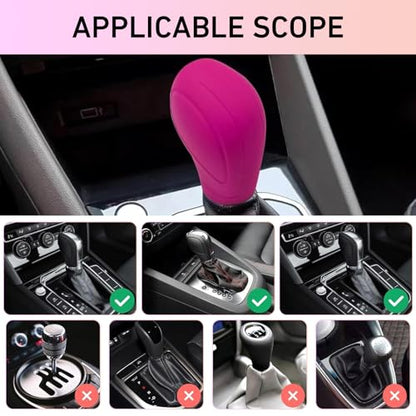 2 PCS Car Gear Shift Knob Cover, Anti-Slip Gear Stick Shifter Protector, Elastic Silicone Shift Protector Cover, Universal for Men, Women, Truck, SUV (Pink) - color: Pink