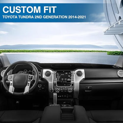 KUST Black Dash Cover for 2014-2021 Toyota Tundra Truck Non-Slip Dashboard Cover Polyester Interior for Tundra Accessories Custom Fit Dash Mat No Glare - size: Tundra 14-21(black)