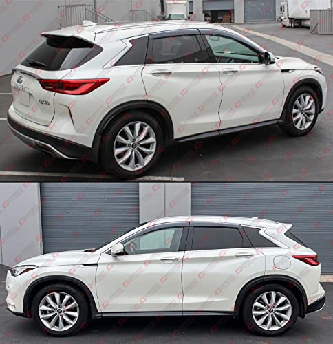 Premium Luxury Smoke Tinted Window Visor Rain Guard W/Clips & Chrome Trim Compatible for 2019-2022 Infiniti QX50