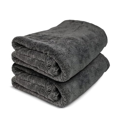 ExoForma Mega Car Drying Towel - Holds Up to 9 lbs, No Streaks, Scratches, or Water Spots | 1200 GSM Microfiber Double Twist Pile & Edgeless Design, 1 Quick & Effortless Dry, 2 Pack - 24” x 36” - size: Pack of 2