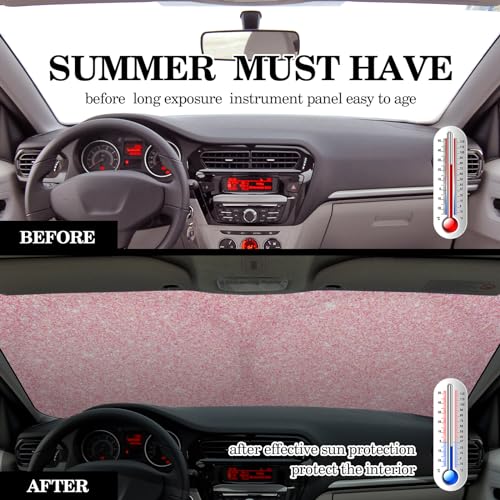 Windshield Sun Shade Foldable Car Front Window Covers for Car Accessories Sun Heat UV Rays Visor Protector Protection for Universal Cars SUV Truck(Pink Sequins) - style: Pink Sequins