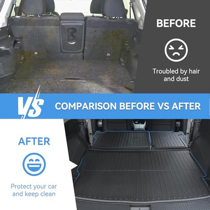Cargo Mat Combo Set for Nissan Rogue 2021-2026 (Not for Rogue Sport) All Weather Trunk Liner and Seat Back Protectors Upgrade Cargo Accessories - style: 13) for Nissan Rogue 2021-2025 Cargo Liner & Seat Back Mat