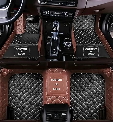 Custom Floor Mats for Cars,All-Weather car Floor MATS-Suitable for 99% of car Models,Luxury Full Coverage All Car Floor Mats,Anti-Slip Leather Car Mat Set (Brown Black, Beige line) - color: Brown black, beige line