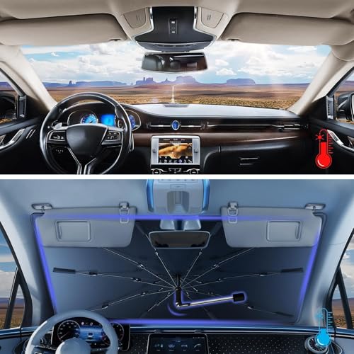 [2026 Upgrade] Windshield Sun Shade Umbrella, Scratch-Free Car Sunshade for SUVs, Foldable Automotive Interior Sun Protection | Highly UV Block Coating Auto Heat Shield Accessories(XX-Large) - size: XX-Large