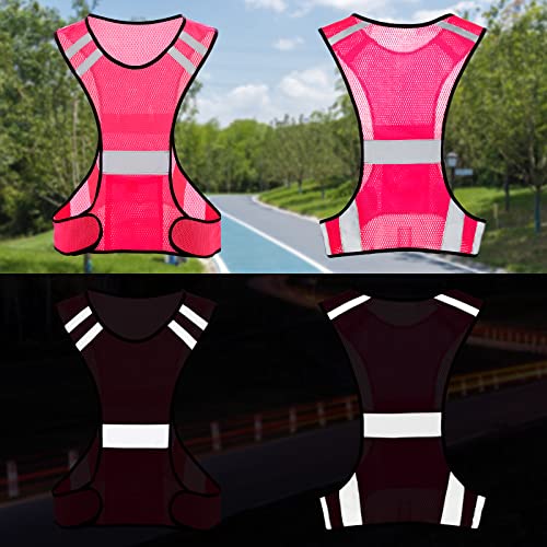 TCCFCCT Reflective Running Vest, High Visibility Running Gear with Large Pocket - color: 3 Pack Mesh Pink
