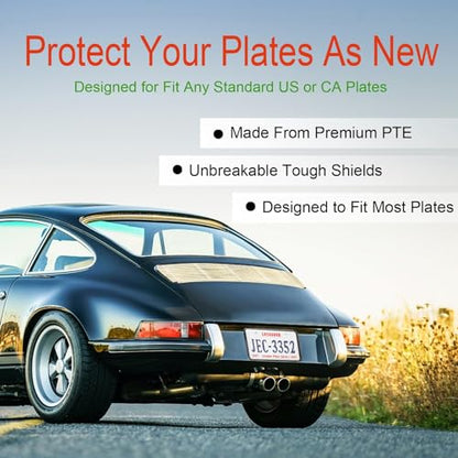 2Pack Transparent License Plate Cover and Frames,Clear Front and Rear License Plate Holder,Unbreakable Car Licence Plate Frame Protector fits Any US Plates with Screws & Caps (Black Frame) - color: Black Frame with Clear Cover