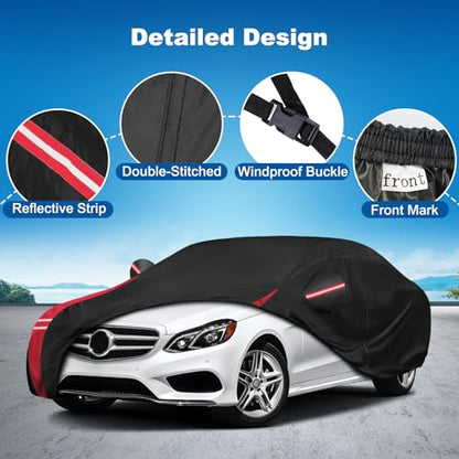 QUNSUNUS 6 Layer Car Cover for Mercedes Benz E-Class Sedan 2006-2025 Waterproof All Weather 420D Windproof for Mercedes Benz E 350 Car Cover Hail Protection with Zipper - color: for Benz E-Class Car Cover