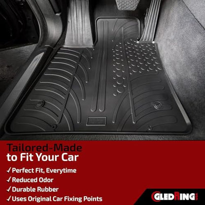 Gledring USA Custom Fit All-Weather Rubber Floor Mats Intended for BMW 5 Series 525i/528i/530i/545i/550i (E60/61) 2004-2010 - No Trimming Needed.