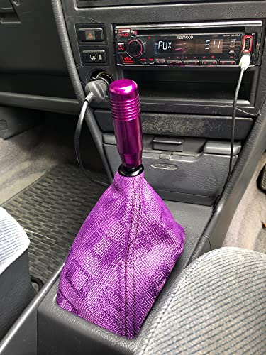 Universal Shift Knob Shifter Boot Dust Cover Purple Canvas Hyper Fabric Racing Car Gear Shift Knob Collars MT/at - color: Purple