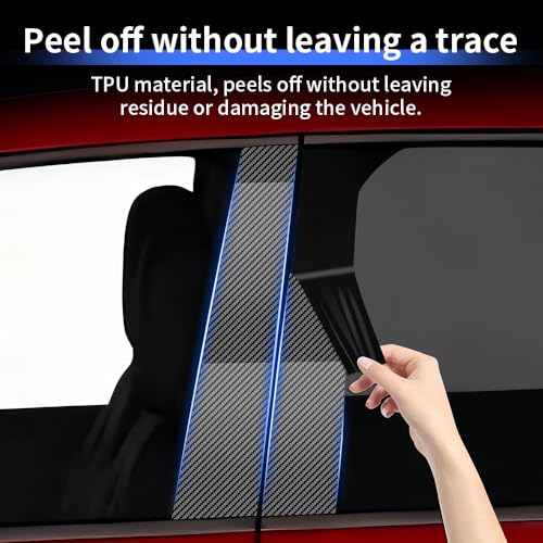 Car Door Window B C Pillar Trim Film Carbon Fiber Style for Honda CRV CR-V 2023 2024 2025 2026 Automotive Exterior Accessories Pillar Post Protection Decor TPU Sticker Cover 8-Pcs Kit