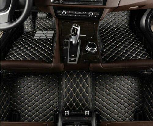 Custom Making Car Floor Mats for 95% Sedan SUV Sports Car Full Coverage Cute Men Women Pads Protection Non-Slip Leather Floor Liners (Black Beige) - color: Black Beige
