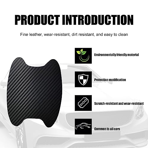 4 PCS Carbon Fiber Door Handle Cover, Leather Car Side Door Handle Sticker, Universal Car Door Handle Protective Film (Black)