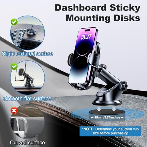 Dashboard Pad Mounting Disk for Suction Cup Mount, 2pcs Adhesive Disc for Car Phone Holder Base, Large Sticky Plastic Dsk Replacement for Garmin GPS, Sat Nav, Tablet, Cellphone Bracket - 95mm (3.74") - size: 95mm / 3.74"