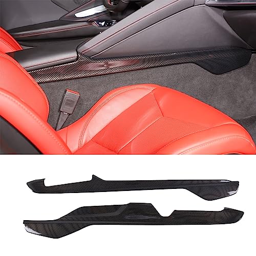 TOYCIDFG Car Center Console Armrest Box Side Panel Cover Trim Compatible with C8 Corvette Stingray 2020-2024 Z06 Z51, ABS Interior Accessories 2pcs (Carbon Fiber Pattern) - color: Carbon fiber pattern