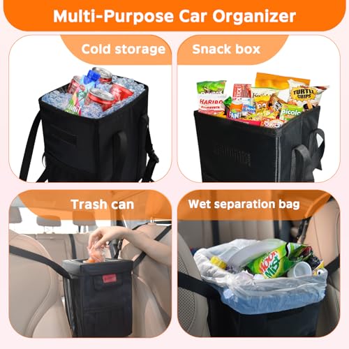 Leakproof Car Trash Can with Lid - 1.8 Gallon Soft Silicone Garbage Bin Hanging Fit for Entral Console/Front Seat Car, Sedan, SUVs, MPVs & Truck - Easy to Clean Vehicle Trash Can - color: Vehicle Trash Can