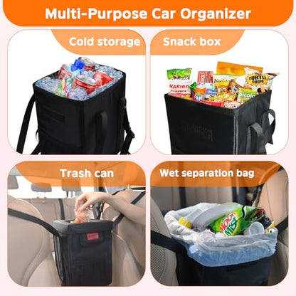Leakproof Car Trash Can with Lid - 1.8 Gallon Soft Silicone Garbage Bin Hanging Fit for Entral Console/Front Seat Car, Sedan, SUVs, MPVs & Truck - Easy to Clean Vehicle Trash Can - color: Vehicle Trash Can
