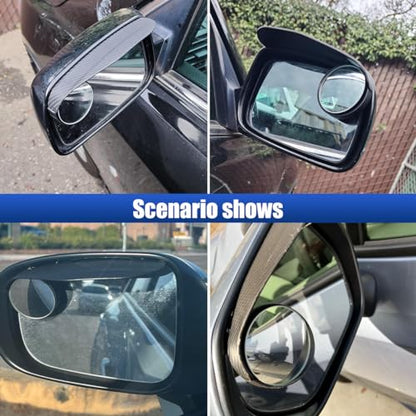 2PCS Car Blind Spot Mirrors, 2-in-1 Rain Eyebrow Reversing Side Rearview Mirror, 360° Adjustable Reflective Protective Cover, Universal for Most Cars