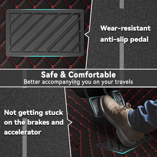 Car Floor Mats Fit for Nissan Kicks 2022-2025 All Weather Durability Leather Car Floor Mats, Skidproof Pedal, Waterproof, Wear-reistant(Black Red) - color: Black Red