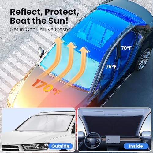 Magnelex Car Windshield Sunshade – Double-Layer Design for 2X Heat Blocking, Blocks UV Rays, Foldable Sun Shade for Cars, Trucks & SUVs, Keeps Interior Cooler, Large (63 x 33.8 in) - size: LARGE - (63" x 33.8")