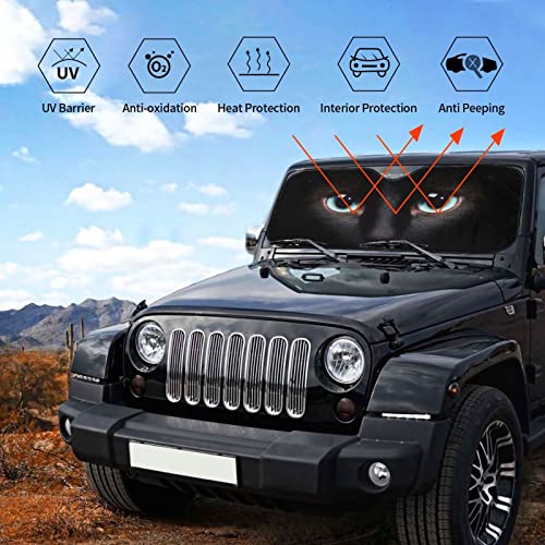 Black cat Eyes Car Windshield Sunshade Front Window Sun Visor Protector Foldable Shield Cover for Truck SUV - color: Black11