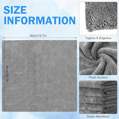 Tallew 15 Pcs 15 Pcs Car Microfiber Towels Buffing Drying Wash Cleaning Cloths Plush Large Towels Thick Care Polishing Detailing Waxing Scratch Proof Towel, 15.75 x 15.75 Inch (Dark Gray) - color: Dark Gray