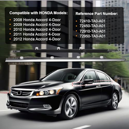 ItranMc Window Molding Trim for Honda Accord 2008-2012,4-Door Sedan,Chrome Outside Door Weatherstrip Window Seal Belt,Replace#72410-TA0-A01 72450-TA0-A01 72910-TA0-A01 72950-TA0-A01 - style: Accord 2008-2012