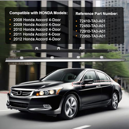 ItranMc Window Molding Trim for Honda Accord 2008-2012,4-Door Sedan,Chrome Outside Door Weatherstrip Window Seal Belt,Replace#72410-TA0-A01 72450-TA0-A01 72910-TA0-A01 72950-TA0-A01 - style: Accord 2008-2012