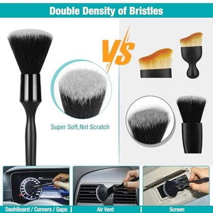 Luscinum Car Interior Duster Detailing Cleaning Gel Brushes Kit, Soft Dust Detail Crevice Brush Slime Putty Cleaner Accessories Tools for Dashboard,Air Vent,Panel,Leather