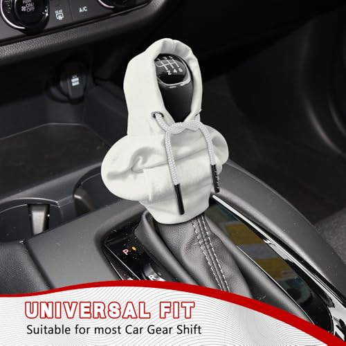 Gear Shift Hoodie, Shifter Hoodie, Funny Car Gear Shift Protector Cover, Automotive Interior Cute Gadgets Fashionable Mini Sweater Shifter Stick Knob Cover Universal for Most Vehicles (White) - color: White