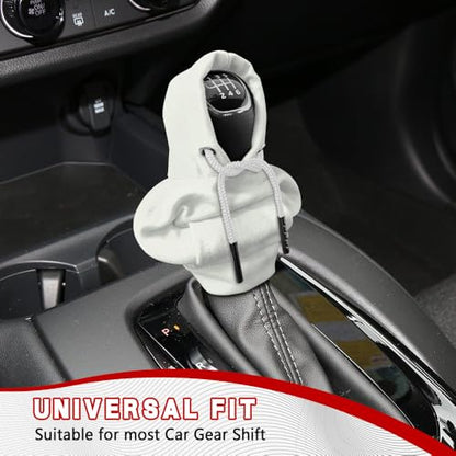 Gear Shift Hoodie, Shifter Hoodie, Funny Car Gear Shift Protector Cover, Automotive Interior Cute Gadgets Fashionable Mini Sweater Shifter Stick Knob Cover Universal for Most Vehicles (White) - color: White