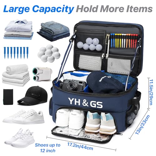 Golf Trunk Organizer, 3 Layer Golf Accessories for Men, 2 Pair Shoes Separate Ventilated Compartment Golf Organizer for Car, Balls, Clothes, Gloves, Accessories Golf Gifts