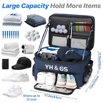 Golf Trunk Organizer, 3 Layer Golf Accessories for Men, 2 Pair Shoes Separate Ventilated Compartment Golf Organizer for Car, Balls, Clothes, Gloves, Accessories Golf Gifts