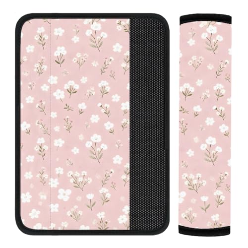 2Pcs Seat Belt Cover Pad 11 Inch Long Seat Belt Cushion Soft Comfort Shoulder Strap Protector Neck Pad Auto Accessory Decoration for Car Truck SUV Bag Backpack Soft Pink Floral - color: Soft Pink Floral