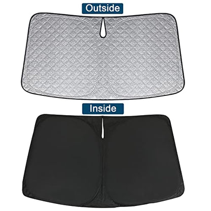 6 Layers Windshield Sun Shades Compatible with 2019-2024 Ford Ranger XL/XLT/Lariat, Foldable Car Sunshade with Storage Bag, Heat Reflective & UV Protection - size: 2019-2024 Ford Ranger