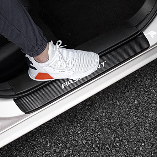 LEXLEY for 2019 2020 2021 2022 2023 2024 2025 2026 Passport Carbon Fiber Style Leather Door Sill Protector Anti-Dirty Scuff Plate Cover Guard Sills Protector Trim,Welcome Pedal Protect 4PCS -Sliver - color: SILVER