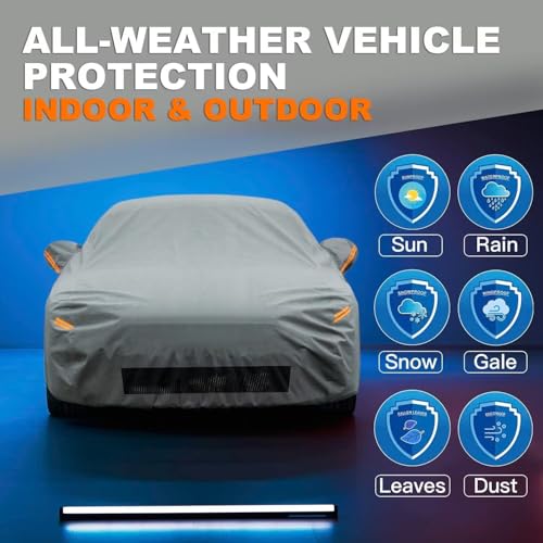 Kayme Heavy Duty Car Cover Waterproof All Weather, Custom Fit for Tesla Model S, Outdoor Full Exterior Cover with Charging Port and Breathable Ventilation Mesh, Sun and Rain Protection. - size: Custom Fit Tesla Model S-1